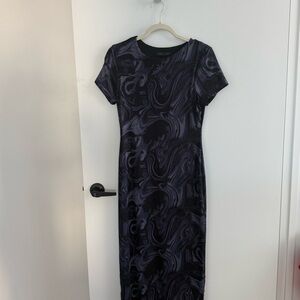 Ava & Ever Black Marbled Swirl Maxi Body Con Dress